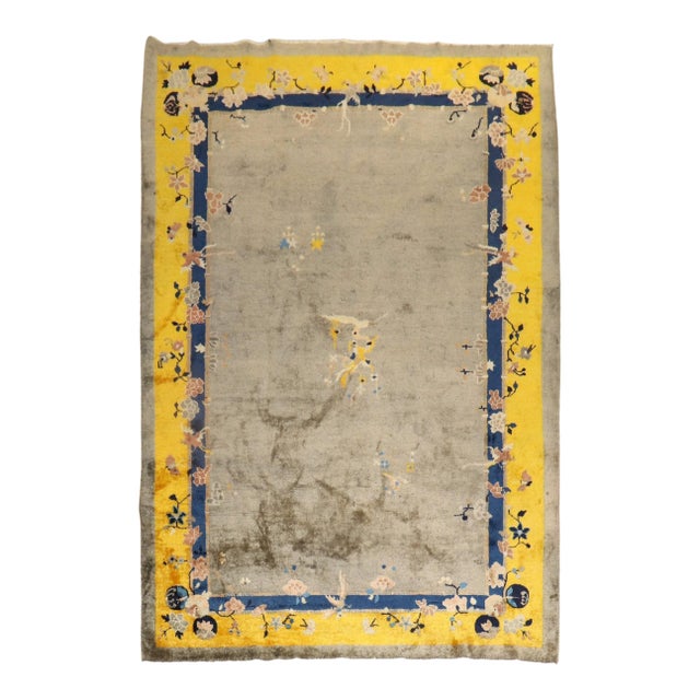 Antique Colorful Chinese Peking Rug For Sale