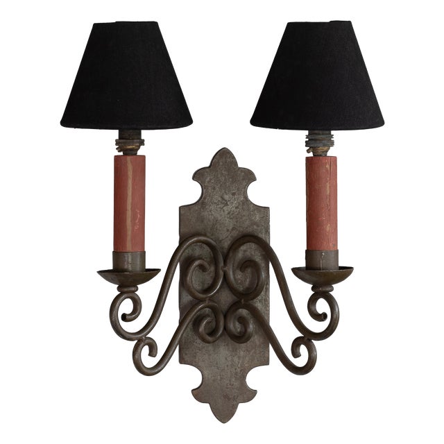 Vintage Wall Mounted Light in Steel, 1920s For Sale