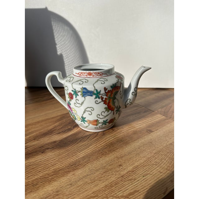 Ceramic 1970s Asian Ceramic Floral Teapot With Butterfly Accents For Sale - Image 7 of 10