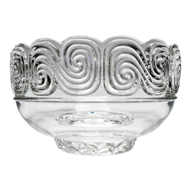 Late 20th Century Louis Comfort Tiffany Collection Crystal Bowl 8" Diameter Glass Scroll Spiral For Sale