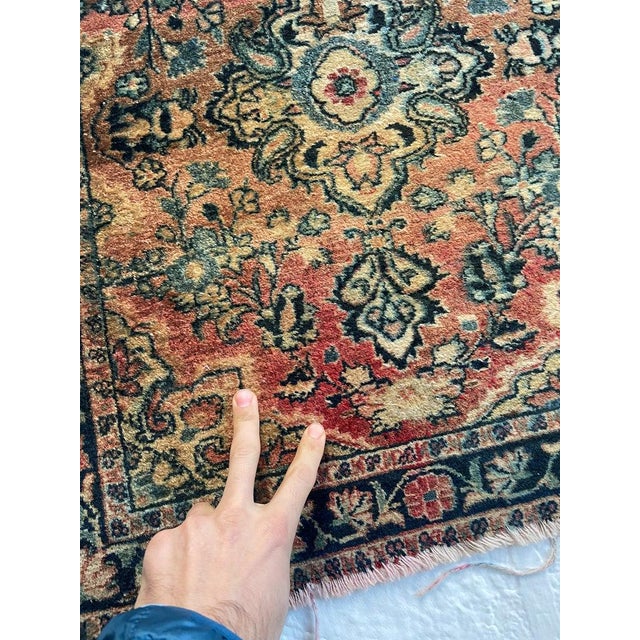 Antique Muted Sarouk with Shifts of Hues Rug 2.2 x 2.4 For Sale - Image 4 of 9