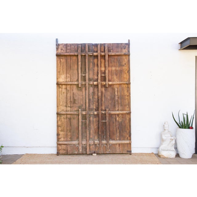 Impressive 19th Century Mongolian Painted Pair of Doors For Sale - Image 11 of 14