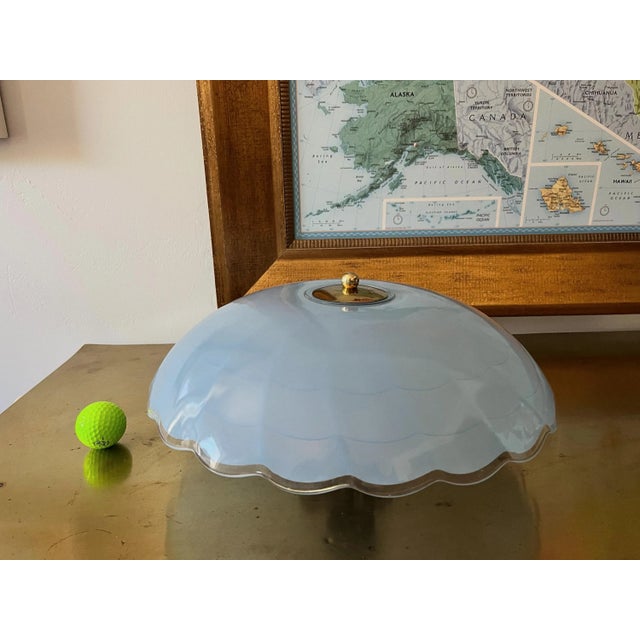 1940s Blue Scalloped Flush Light For Sale - Image 13 of 17