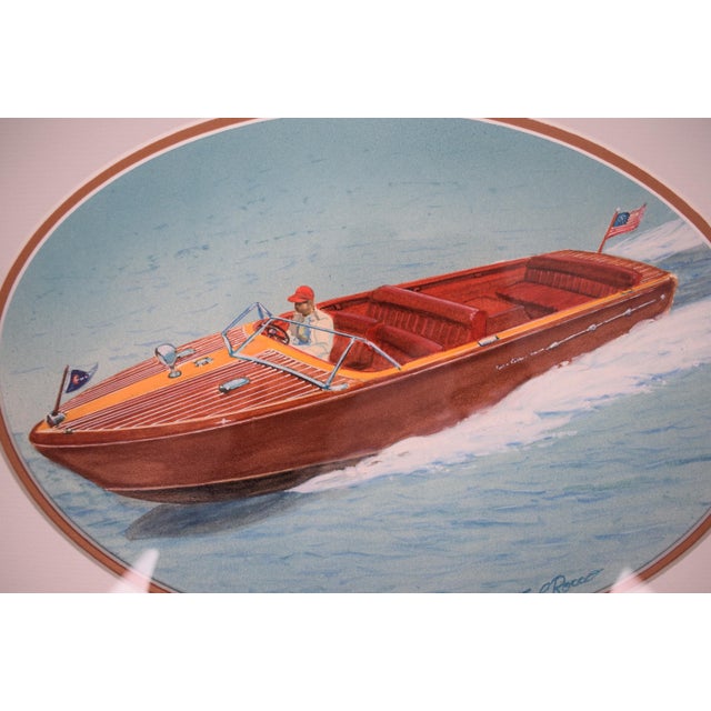 Art Sz: 7 1/2"H x 11"W Frame Sz: 13 5/8"H x 17" Striking colors on this original artwork Gouache on Paper under oval...