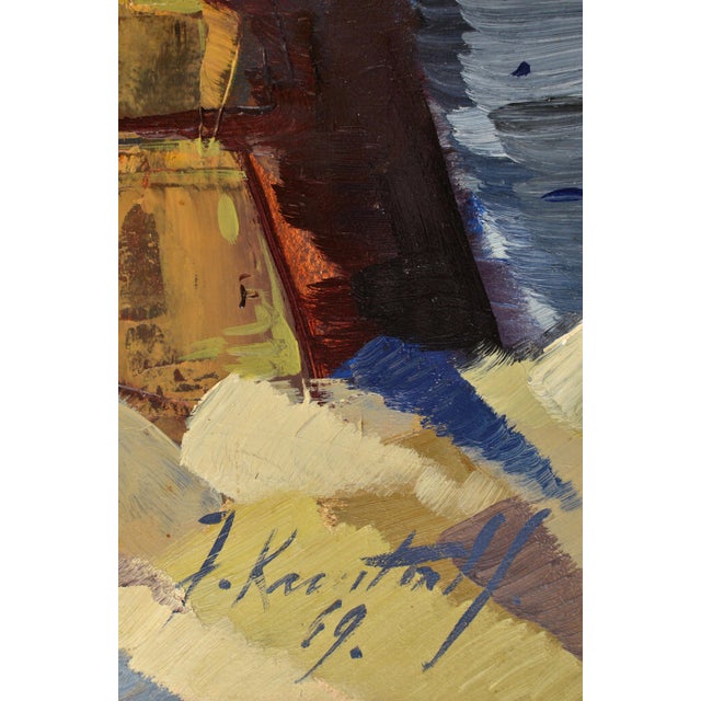 Janis Krontals, Still Life with Flowers, 1969, Oil Painting on Cardboard For Sale - Image 3 of 8