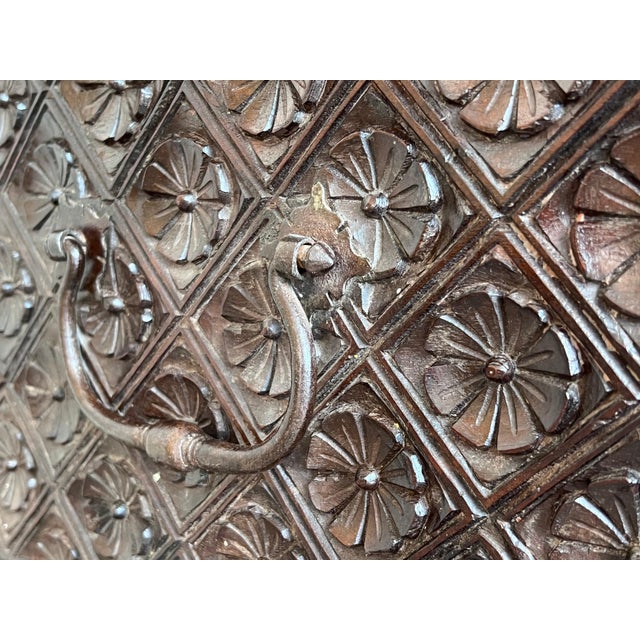 17th Century Italian Carved Cassone Trunk with Original Hardware For Sale - Image 10 of 18