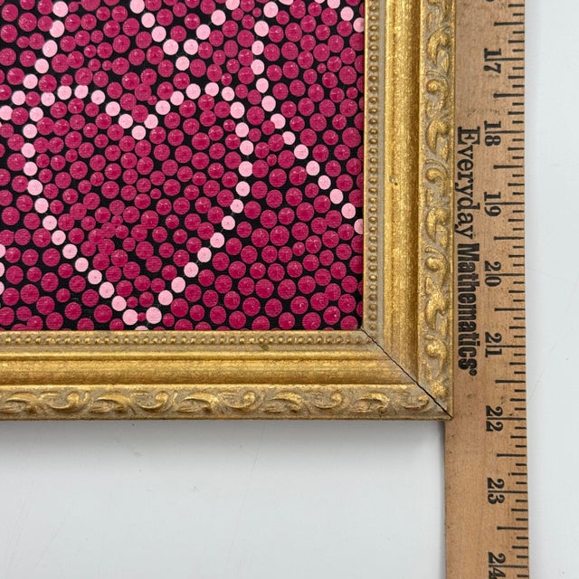Magenta Original Contemporary Pop Art Heart Painting on Canvas in Gilt Frame For Sale - Image 8 of 10