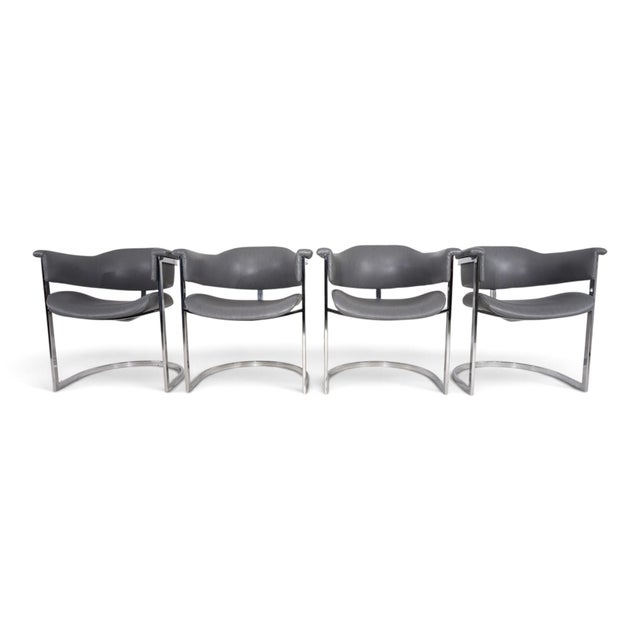 Gray Vintage Dining Chairs by Vittorio Introini for Mario Sabot, 1970, Set of 4 For Sale - Image 8 of 18