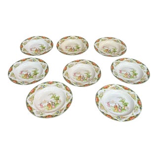 1970s John Maddock and Sons England Collection of Chinoiserie Plates- Set of 8 For Sale
