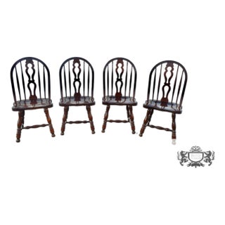 E R Buck Americana Maple Windsor Dining Chairs Set 4 Spindle Back Bullseye 70s For Sale
