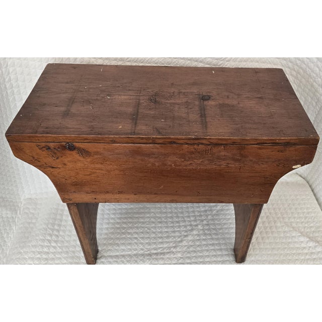Late 19th Century Early American Primitive Wooden Stool or Bench, 19th Century For Sale - Image 5 of 5