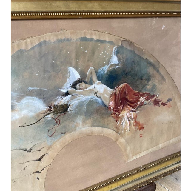 François Flameng, Diane Chasseresse, Watercolor for Fan Project, 1893, Framed For Sale - Image 9 of 17