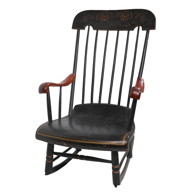 Antique 19th C Boston rocker, with original stenciled decoration. The chair is in very good, original condition, showing...