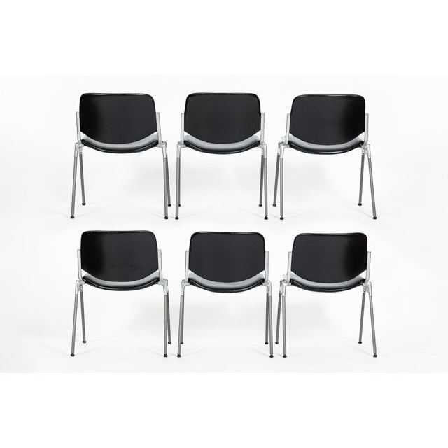 Mid-Century Modern Six Mid Century Italian DSC 106 Leather Stacking Chairs by Giancarlo Piretti for Castelli, 1980s For Sale - Image 3 of 16
