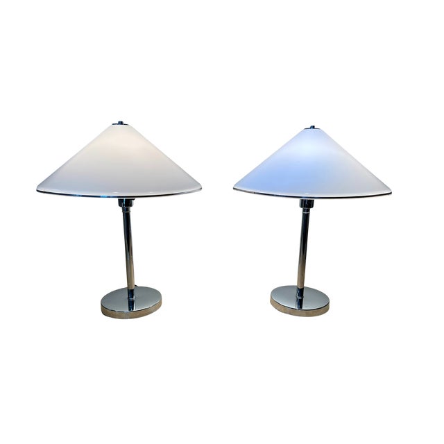 Pair of original vintage mid century modern dimmable lamps produced by Koch & Lowy circa 1960’s/70’s. The lamps feature a...