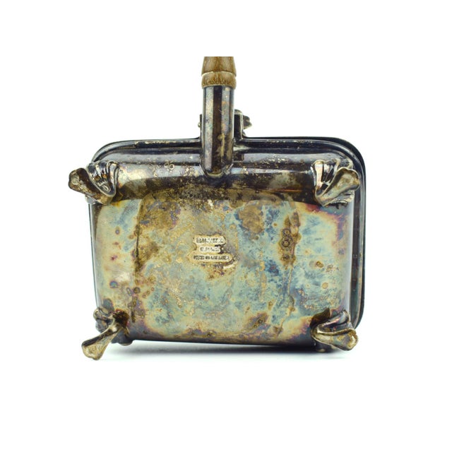 Mid 20th Century English Silver Plated Crumb Catcher Silent Butler Helper Pan With Wooden Handle For Sale - Image 6 of 7