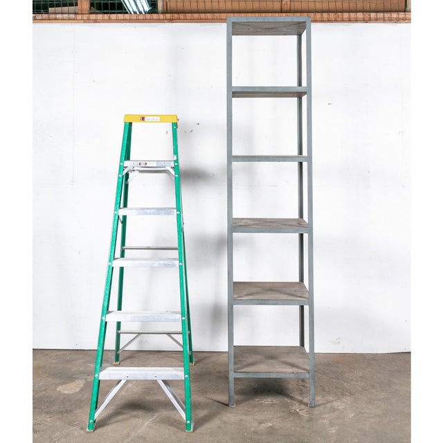 Gray Vintage Tall Industrial Style Etagere For Sale - Image 8 of 9