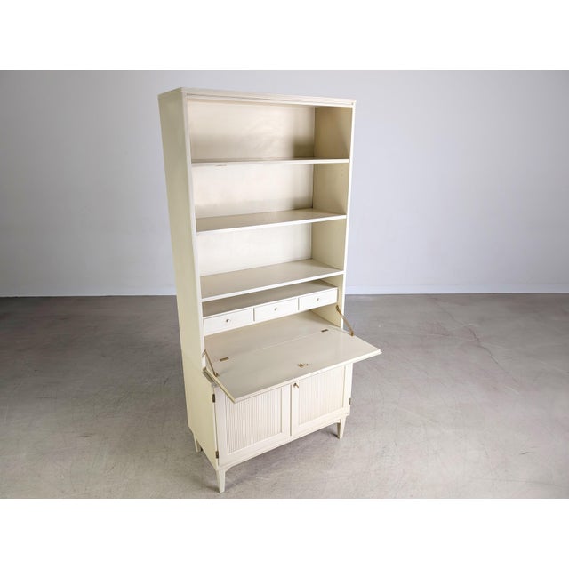 Cream Vintage Bookcase with Secretaire by Svante Skogh For Sale - Image 8 of 12