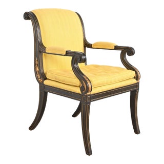Baker Furniture Style Regency Ebonized and Gold Gilt Armchair For Sale