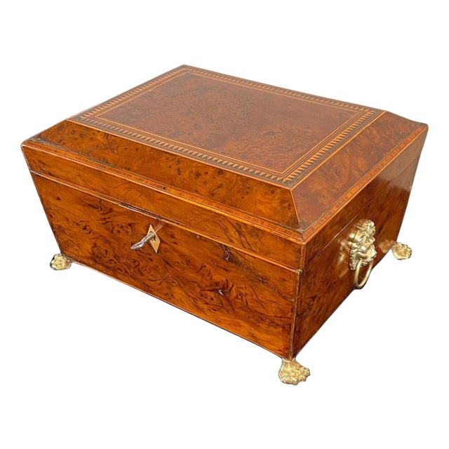 English Birdseye Maple Sewing Box For Sale