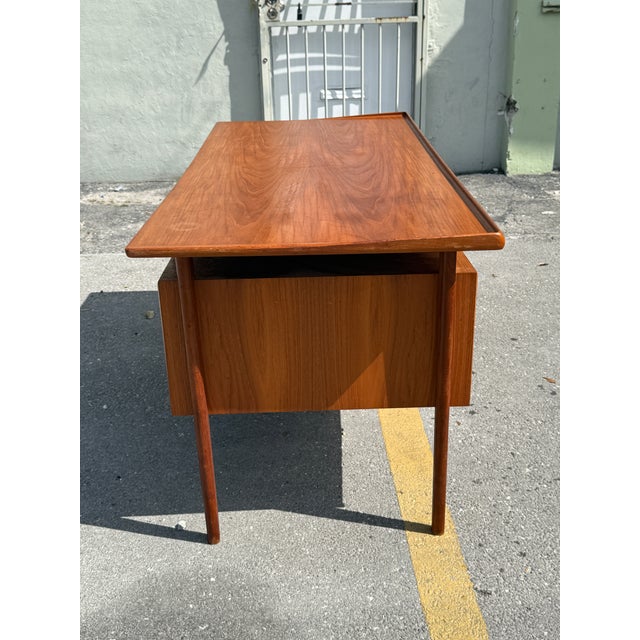 1960's Peter Lovig Nielsen Danish Modern Floating Top Executive Desk For Sale - Image 9 of 12