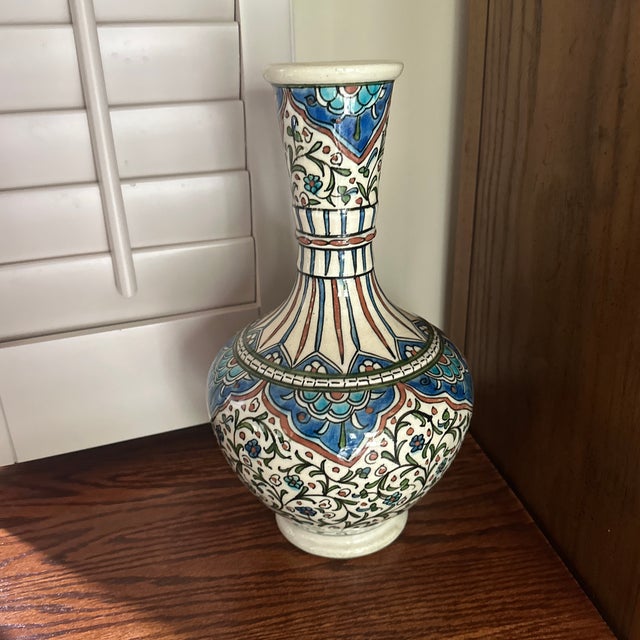 Vintage Kütahya Pottery Vase, Iznik Floral Design For Sale - Image 4 of 11