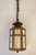 1910s Arts & Crafts Copper Iron Stained Glass Mission Hexagon Chimney Lantern Hanging Lamp 1910's For Sale - Image 4 of 14