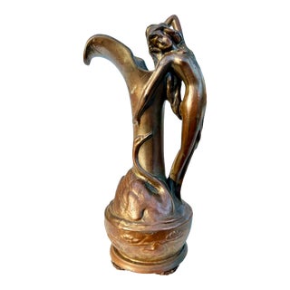 Early 20th Century Art Nouveau Nude Nymph Metal Pitcher For Sale