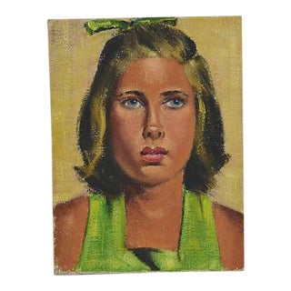 Vintage 1960s Dorothy Neal Portrait Oil Painting For Sale