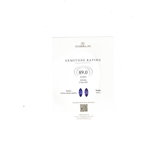 4.21 Ct Gubelin/Gia Certified Nh Color Change Sapphire & Diamond Ring Size 6.5 For Sale - Image 11 of 12