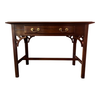 1990s Solid Mahogany Cresent Furniture Table For Sale