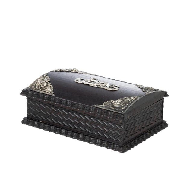 Silver Jewelry Box in Fine Wood and Silver, 19th Century For Sale - Image 6 of 6