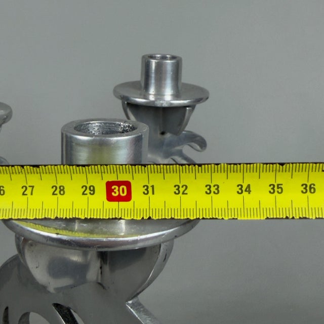 Five-Light Chrome and Metal Candlestick, 1970s For Sale - Image 9 of 11