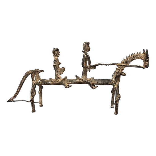 African Bronze Sculpture Horse with Warriors, Early 1900s For Sale