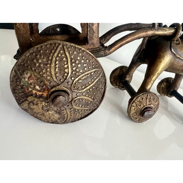 Antique Cast Metal Temple Toy , Early 20th Century Horse & Carriage Sculpture For Sale - Image 15 of 17