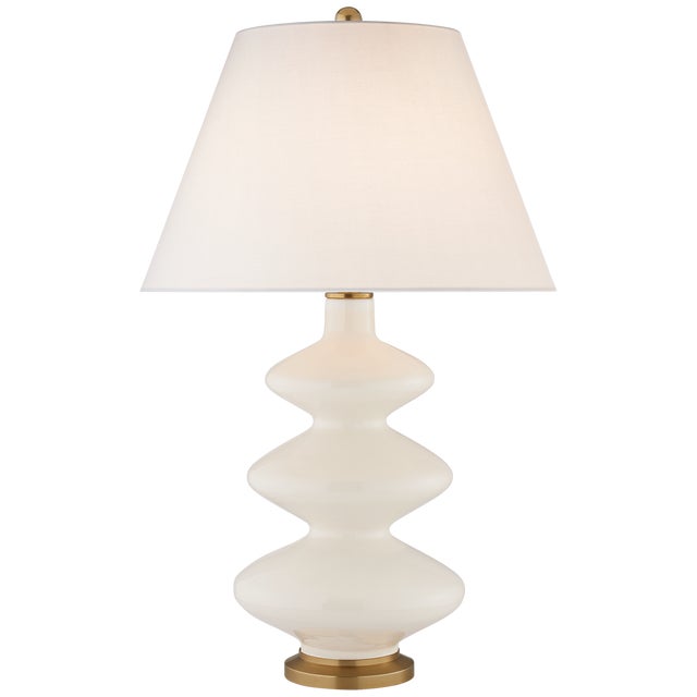 Modern Christopher Spitzmiller by Visual Comfort Signature Smith Medium Table Lamp in Ivory with Linen Shade For Sale - Image 3 of 3