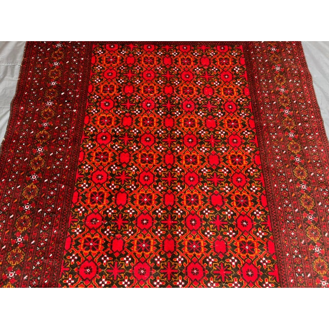 Tribal 6'8" X 8'6" Vintage Turkmen Bashiri Soft Rug, Red & Brown Geometric Tribal Wool Pile Area Rug For Sale - Image 3 of 9