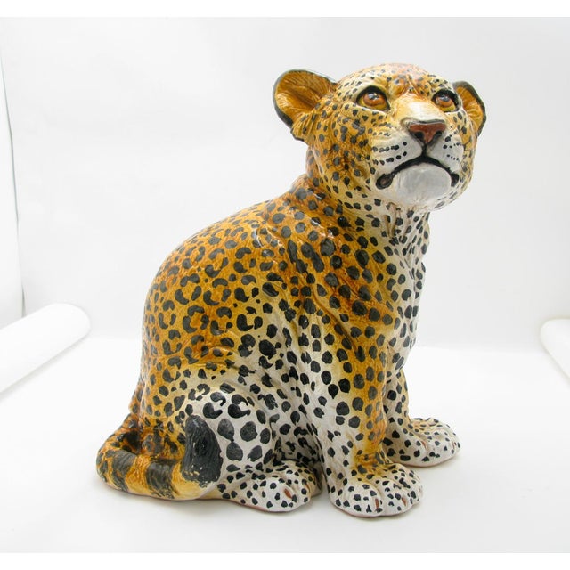 1960s Mid Century Vintage Italian Ceramic Leopard Statue Chairish