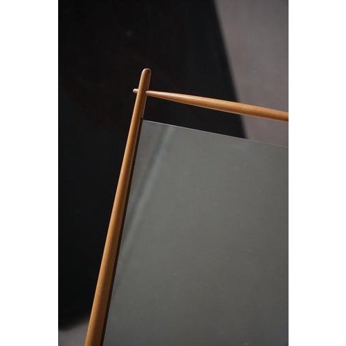 Gold Mid-Century Scandinavian Standing Table Mirror in Wood, 1950s-1960s For Sale - Image 8 of 18