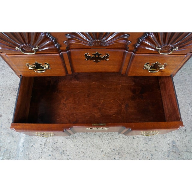 Vintage Chippendale Style Mahogany Shell & Blockfront Highboy Chest on Chest 89" For Sale - Image 15 of 18