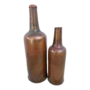 Vintage Hammered Copper Decor Bottles-A Pair