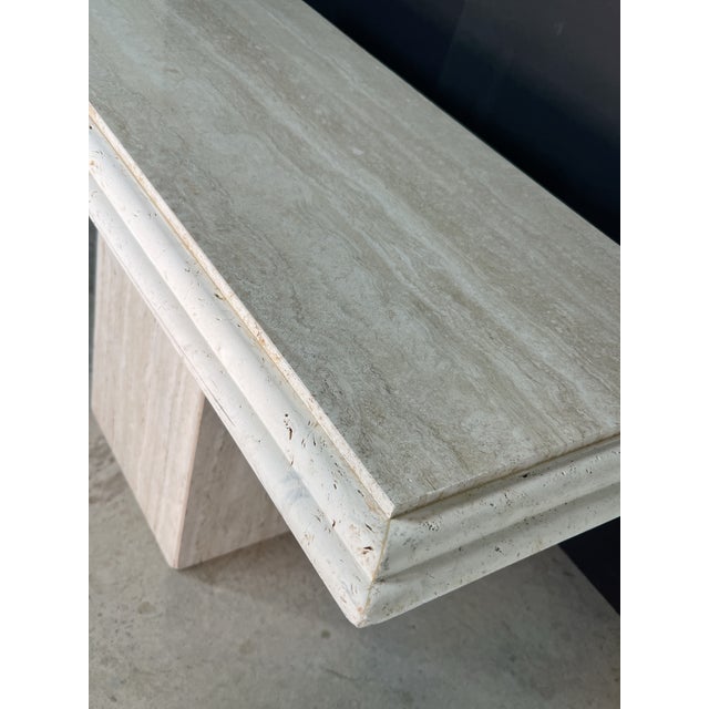 Postmodern 1980s Travertine Console Table For Sale - Image 3 of 10