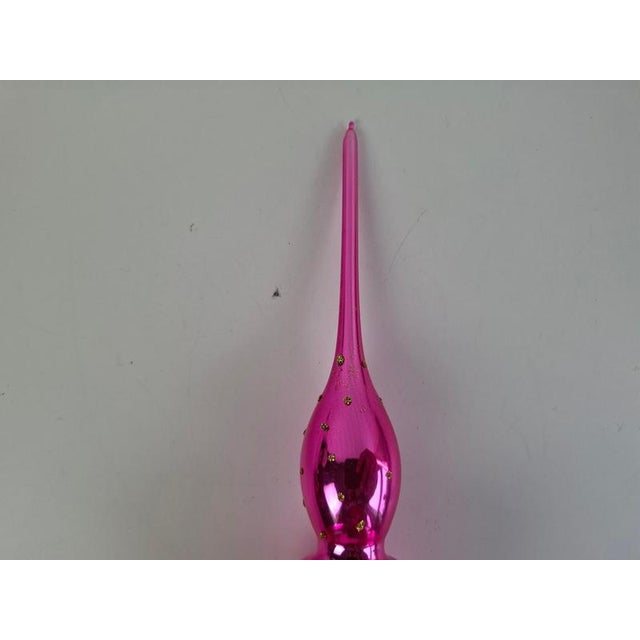 Vintage Pink Glass Christmas Tree Topper, Czechoslovakia, 1970s For Sale - Image 3 of 12
