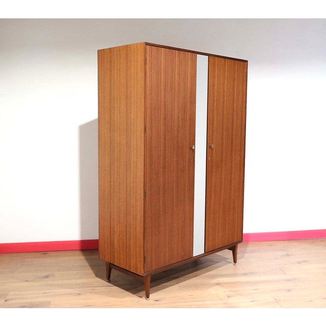 Brown Mid Century Modern Vintage Teak Armoire Wardrobe by Meredew Danish Style For Sale - Image 8 of 10