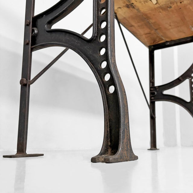 Vintage Italian Industrial Wooden and Cast Iron Console Table, 1800s For Sale - Image 11 of 15