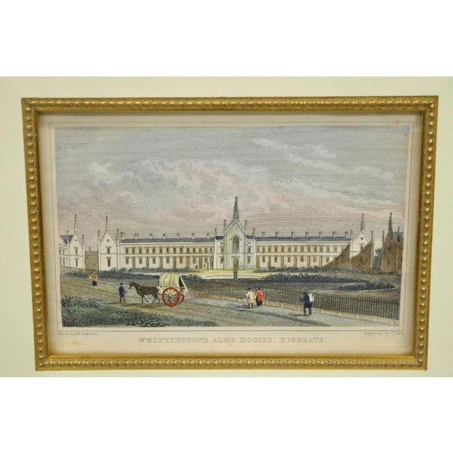 Antique "Whittington's Alms House, Highgate" Framed Colored Print Drawn by M. Shepherd Engraved by T. Dale. Circa Late...