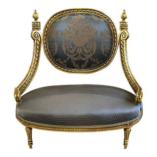 Rococo Style Big Chair With Gold Details For Sale