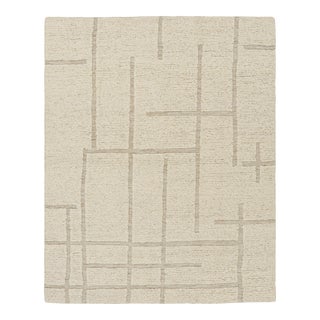 Rug & Kilim’s Modern Rug With Cream High-Low Geometric Patterns For Sale