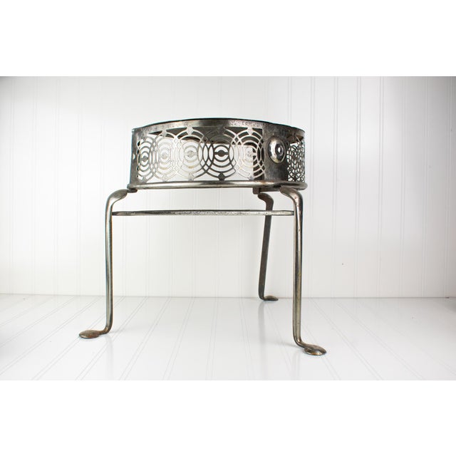 Metal Early 2000s Artisan Industrial Steel Petite Side Table With Cutouts For Sale - Image 7 of 15