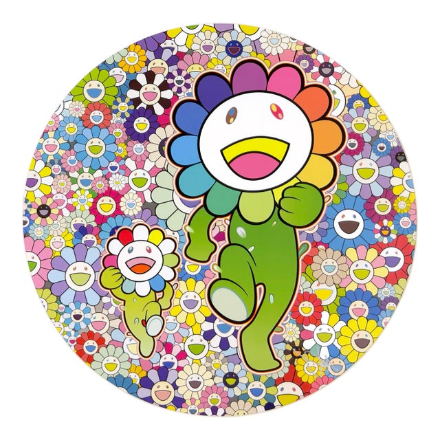Takashi Murakami, Rum Pum Pum in a Field of Flowers! (Framed, Hand Signed Lithograph), 2021 For Sale
